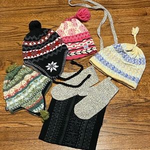 Assortment of kids winter accessories Hats mittens